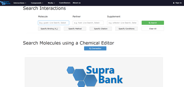 Screenshot of Webpage SupraBank - nfdi4chem.
