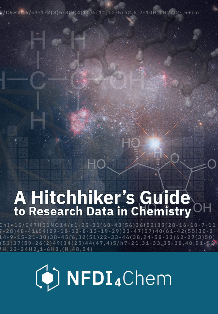 Cover of RDM-Flyer "A Hitchhiker's Guide to Research Data in Chemistry." - NFDI4Chem
